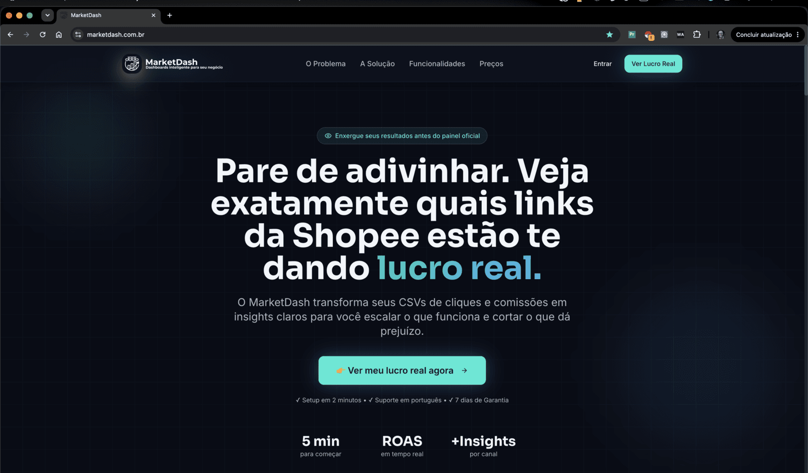 Tela real do MarketDash